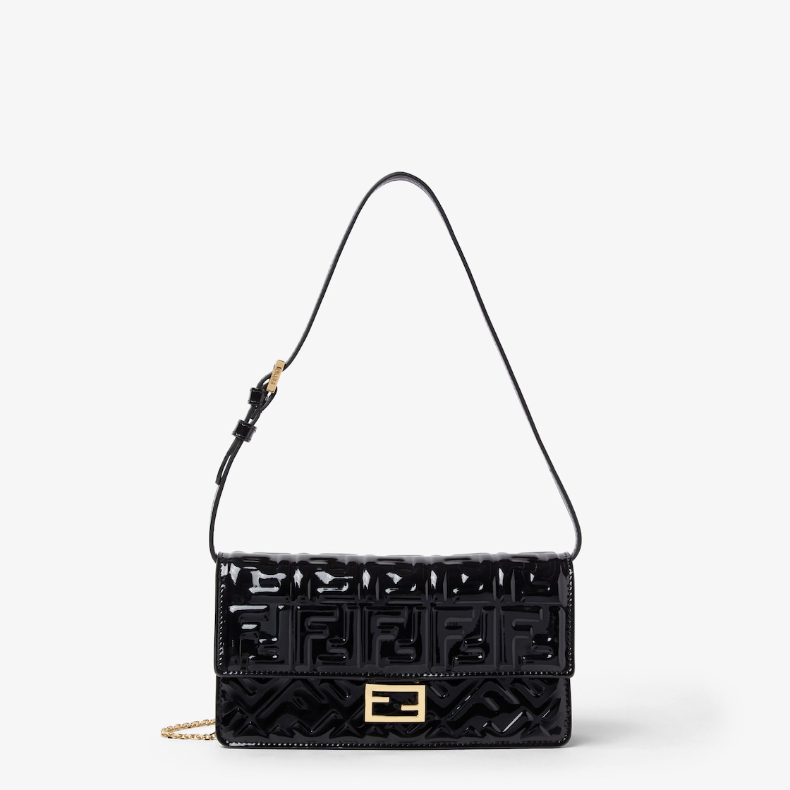 FENDI Wallet On Chain Baguette Black patent leather wallet - Image 2
